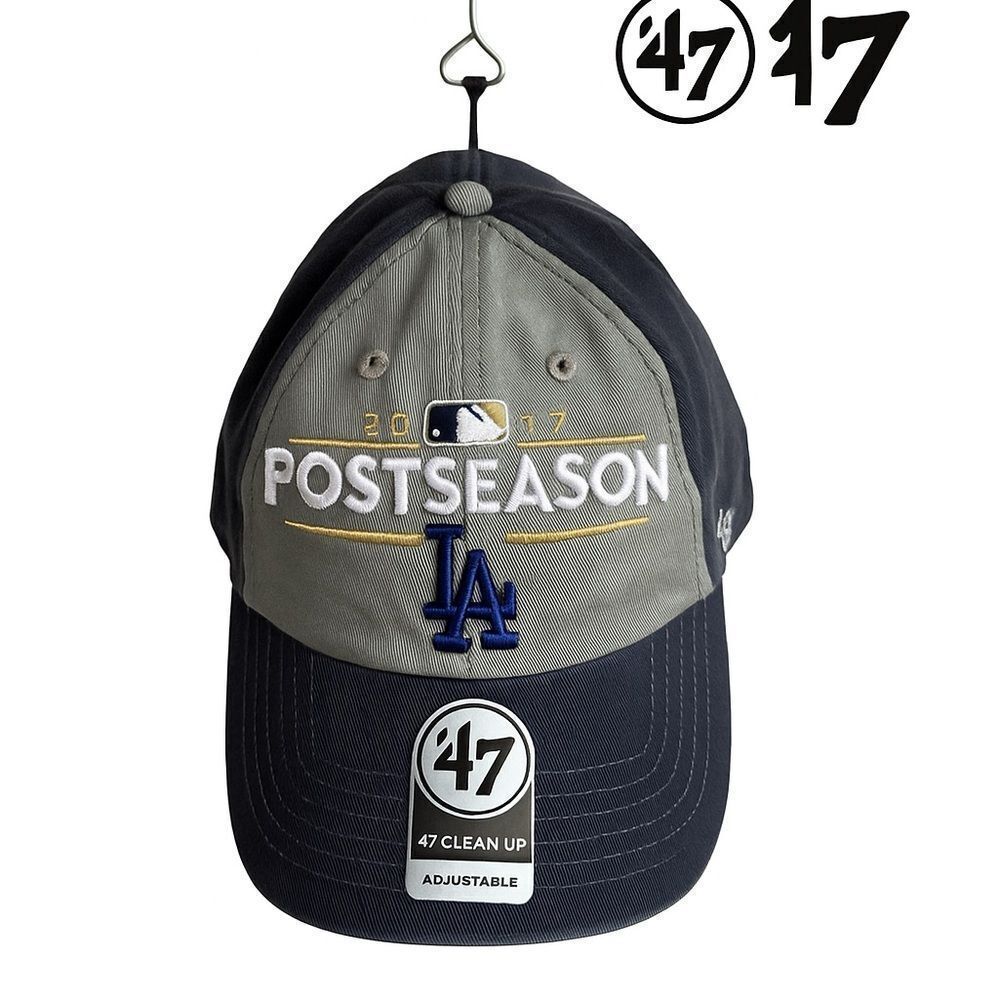 ’47 Brand MLB LA Dodgers 2017 Postseason Hat Clean Up Adjustable Cap